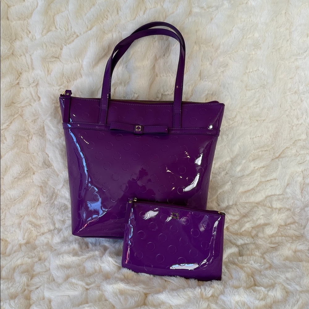 Kate Spade New York Camellia Street Jeralyn Tote in purple w/ Matching Pouch.